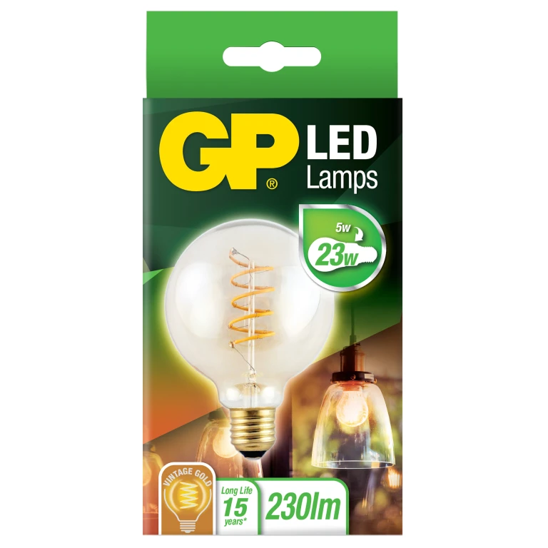 LED lichtbron E27 5W 230Lm grote bol vintage gold - 1 stuk