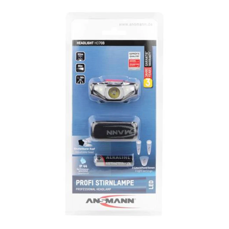 Ansmann LED hoofdlamp 80 Lumen, zwart-grijs, 1 stuk