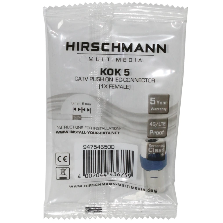 Hirschmann Antenne Stekker Recht 7.2mm F 4G 1 stuk