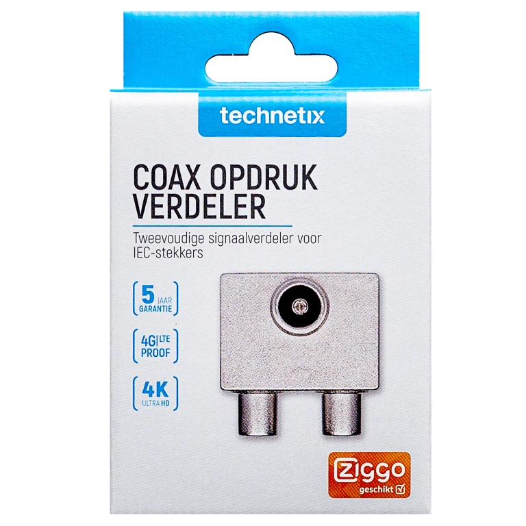 TECHNETIX Coax Splitter Zwart 9,5mm (F)-2x9,5mm (M) 1 stuk