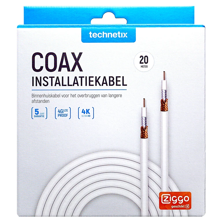 TECHNETIX Coaxkabel Wit 20m 4G LTE Proof 11200610