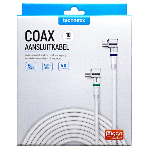 aansluitkabel 9.5mm(M)-(F) haaks 10 m wit - 11201550
