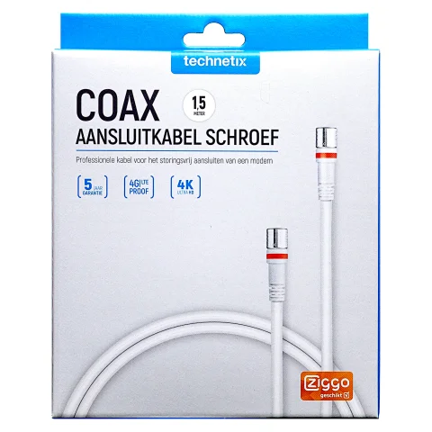 aansluitkabel F-connector (M)-(M) 1,5m wit - 11200490