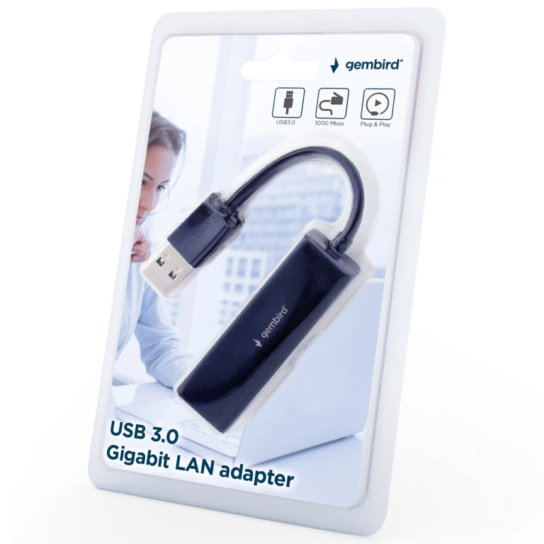 Gembird Netwerkadapter USB 3.0 naar RJ45 Zwart 1 stuk