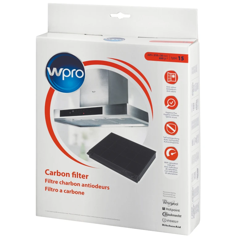 Wpro Koolstoffilter Type15 225x210mm - 1 stuk