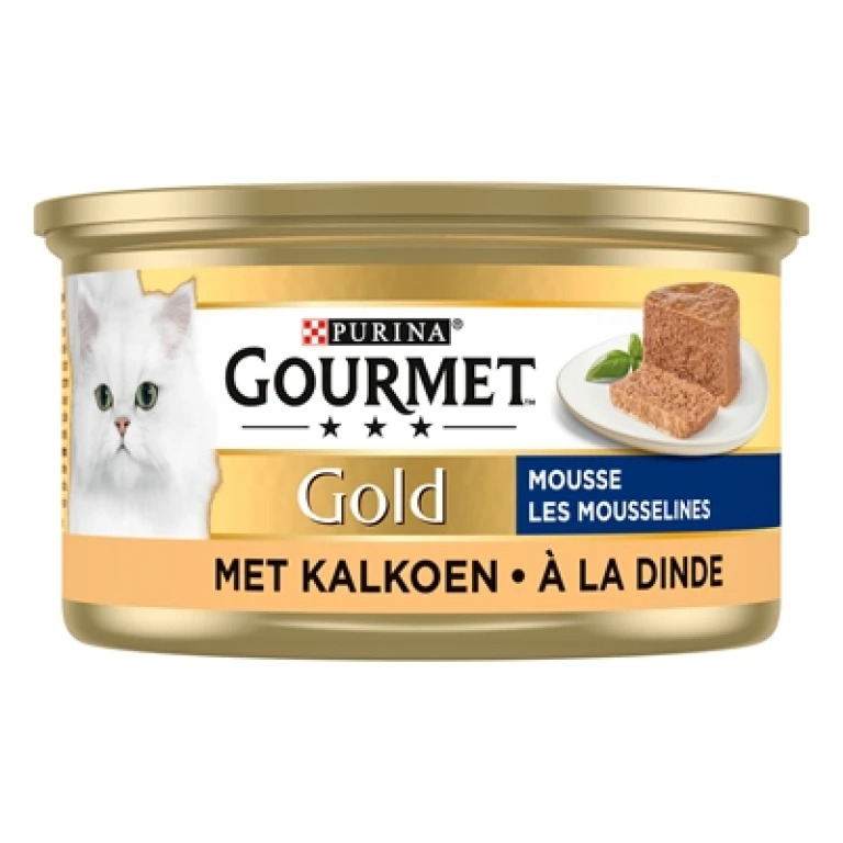 Gourmet Gold Kat Natvoer Fijne Mousse Kalkoen - Set van 24 blikjes