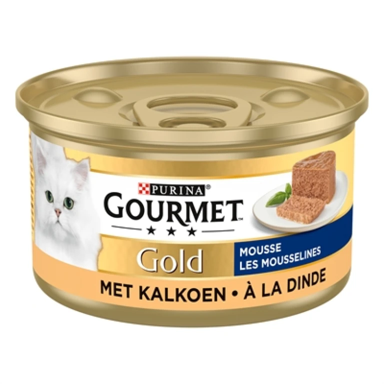 Gourmet Gold Kat Natvoer Fijne Mousse Kalkoen - Set van 24 blikjes