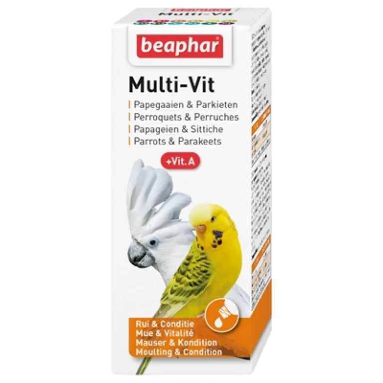 Beaphar Voedingssupplement Multi-Vit voor Papegaaien en Grote Parkieten 50 ml