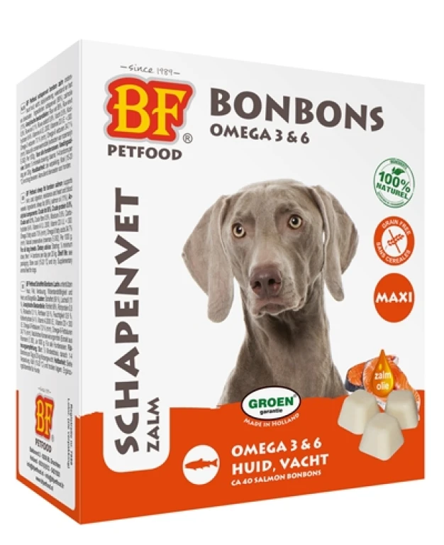 Biofood Hond Voedingssupplement Schapenvet Maxi Bonbons Zalm - 40 stuks