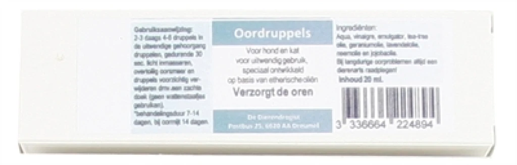 Dierendrogist Oordruppels voor Hond en Kat - 20 ml - 1 stuk