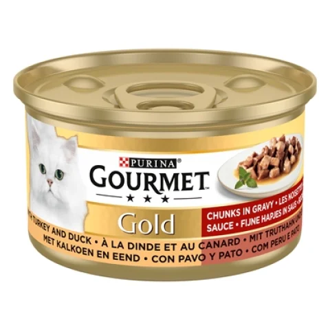 Gourmet Gold - Fijne Hapjes Kalkoen/Eend - 85 gram - 24 blikjes