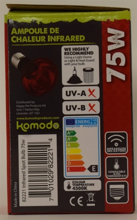 Komodo Infrarood Warmtelamp E27 75 Watt - 1 stuk