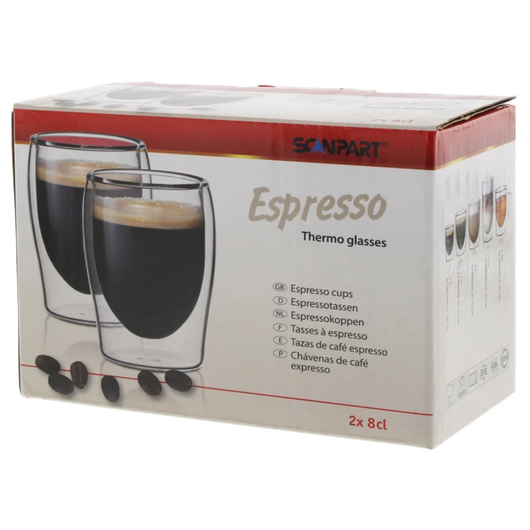 Scanpart Espresso Glazen Dubbelwandig 8cl Thermo - Set van 2