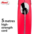 Flexi Rollijn Classic Cord Rood M - 5m