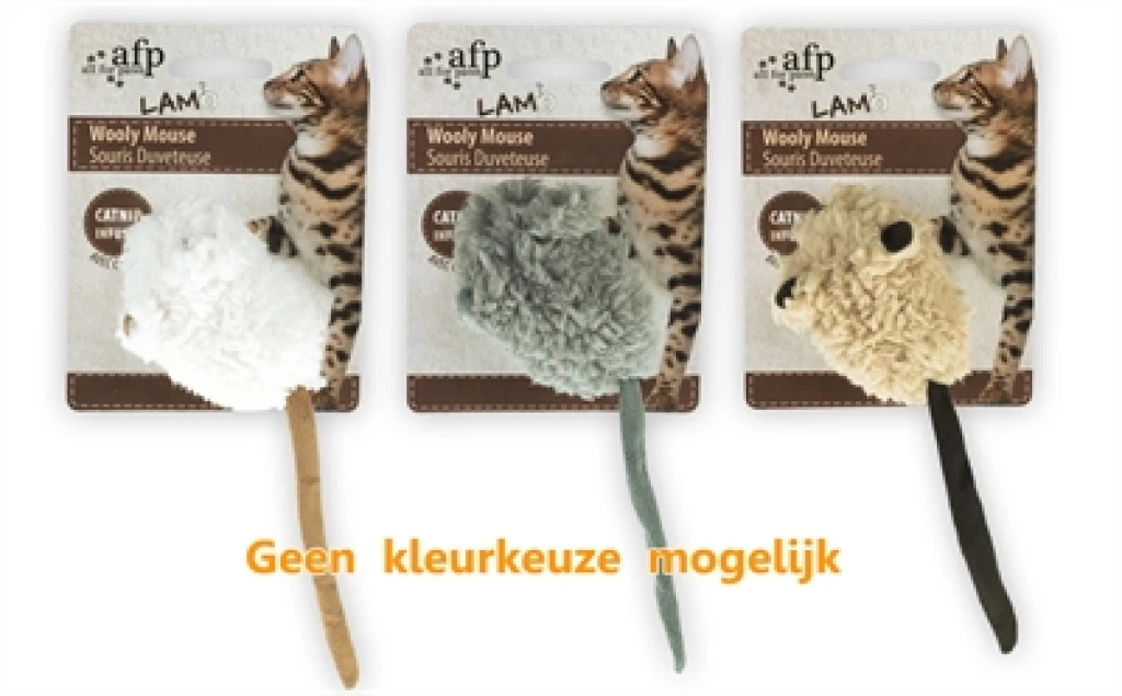 AFP Wooly Mouse Kattenmuis met Catnip en Piep - 1 stuk