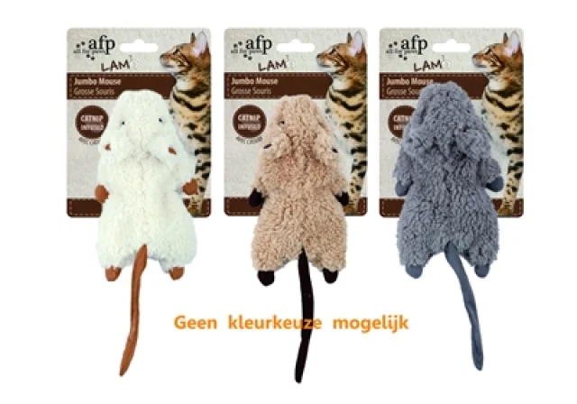 Afp Jumbo Muis Crinkle Lamswol Met Catnip Assorti 