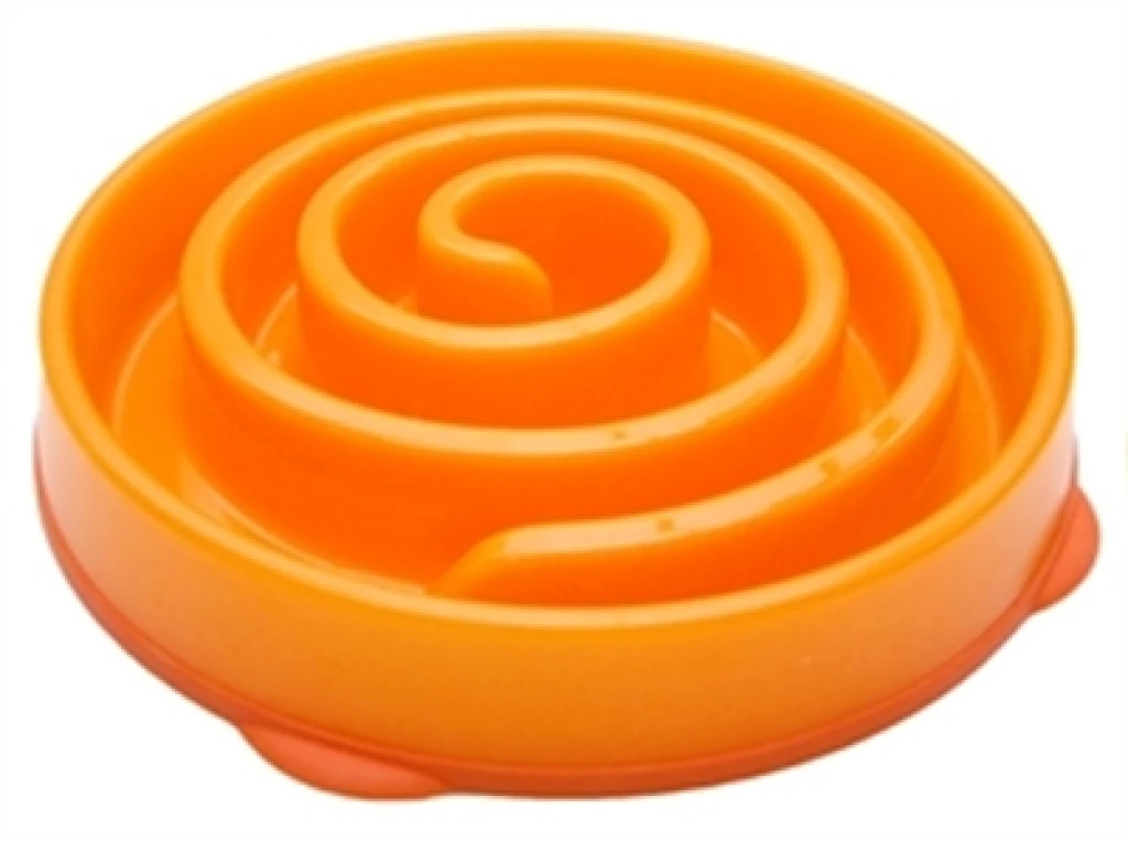 Slo-Bowl Voerbak voor Honden - Mini Coral Spiraal - Oranje - 1 stuk