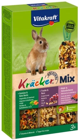 Vitakraft Dwergkonijn Krackers Noot/Bosvruchten/Groenten 3 In 1