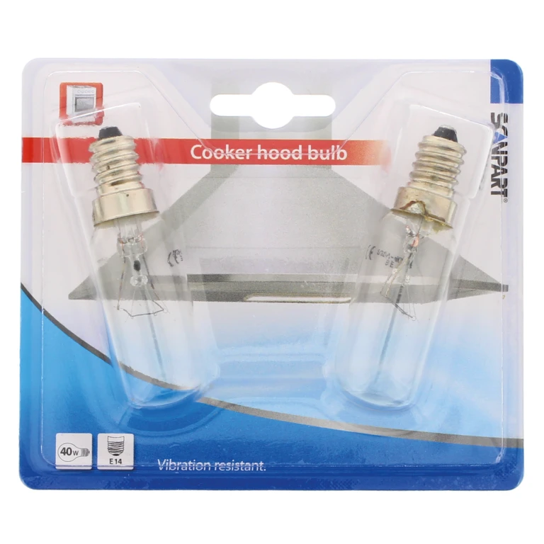 Scanpart Afzuigkaplamp E14 40W buis - set van 2