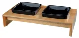 Trixie - Voerset - Keramiek met houten onderstel - Zwart