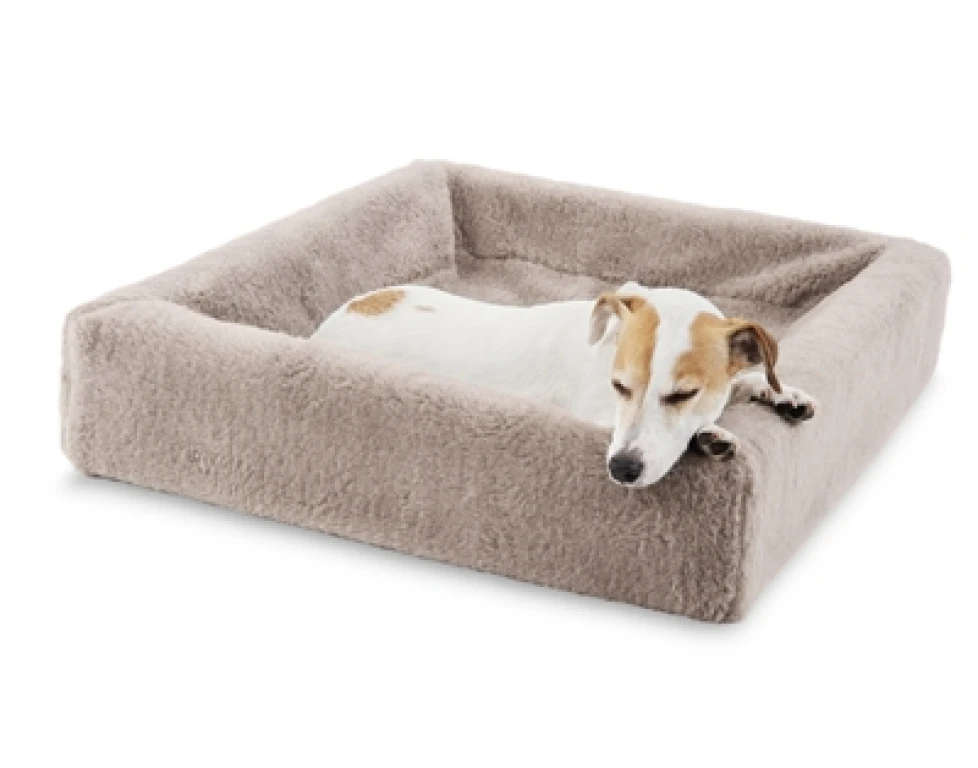 Bia Bed Fleece Overtrek Hondenmand Taupe - 60x50x12,5 cm - 1 stuk