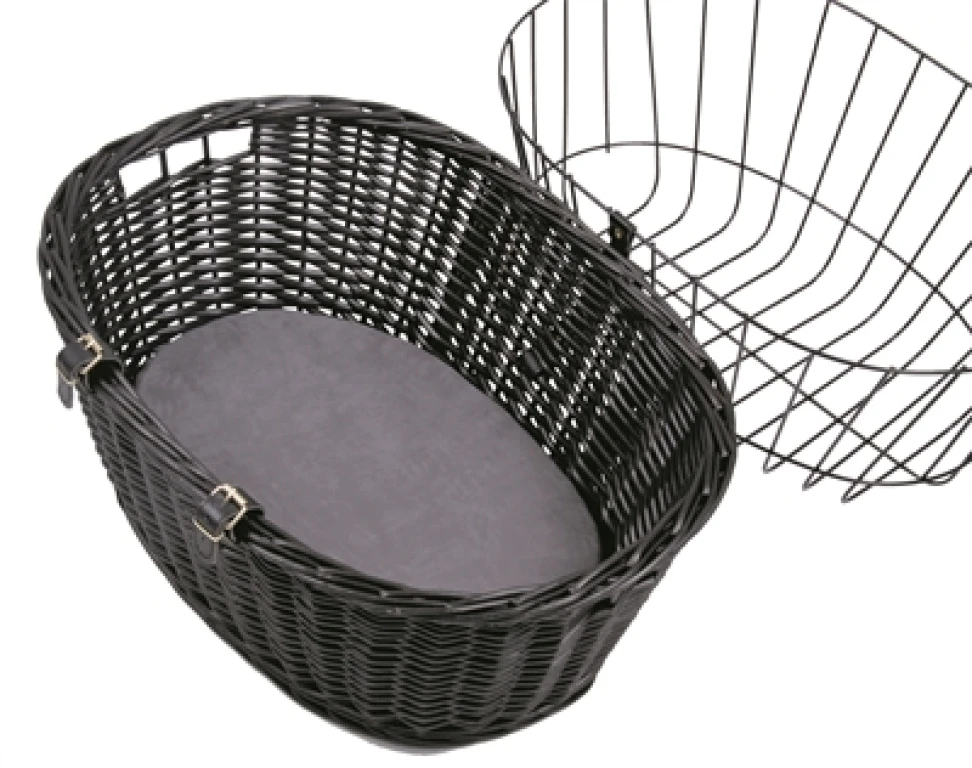 Hond fiets mand wilgentakken zwart 50x35x41 cm