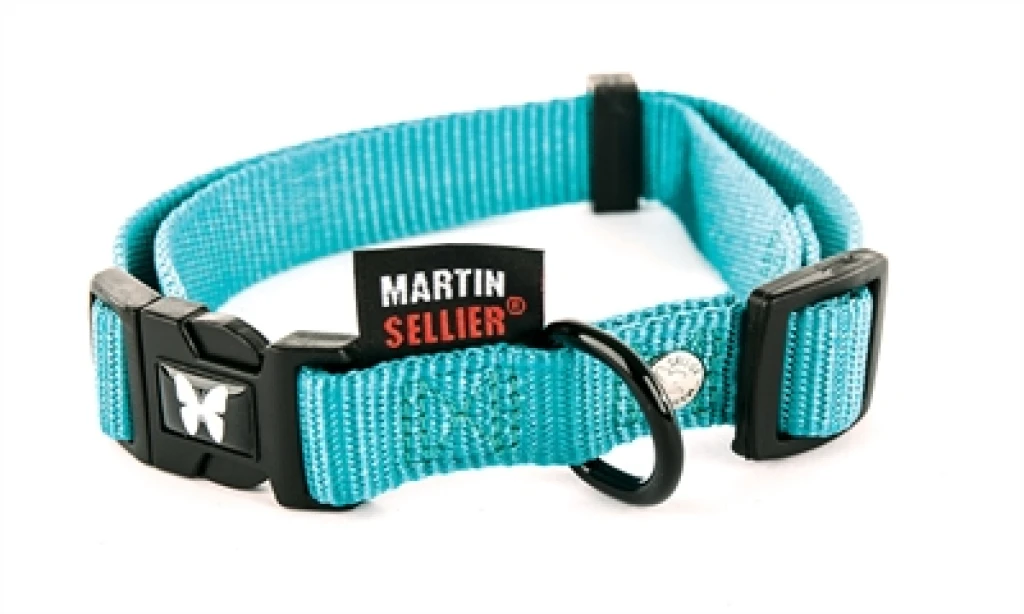 Martin Sellier Hondenhalsband Nylon Turquoise Verstelbaar 45-65 cm