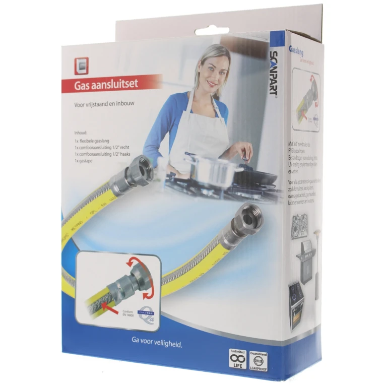 Scanpart Gasslang Aansluitset 75cm RVS PVC 1/2 inch - 1 stuk