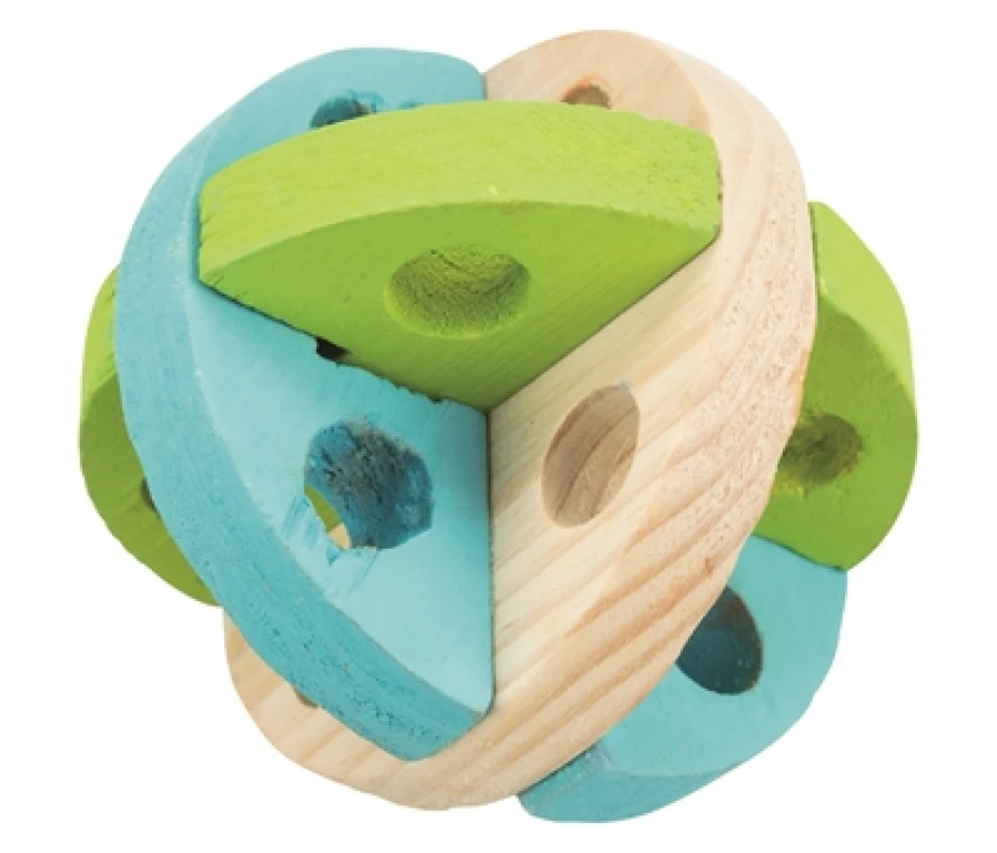 Trixie Speel en Snackbal van Hout voor Knaagdieren - 8 cm - 1 stuk