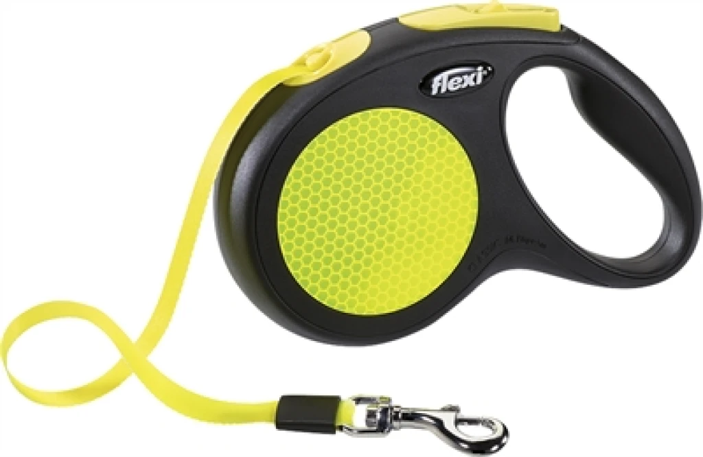 Flexi Rollijn Neon Tape Zwart/Geel M - 5 meter - 1 stuk