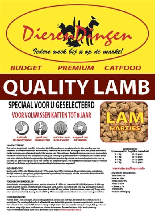 Budget Premium Kat Droogvoer Lam - 1 stuk (15 kg)