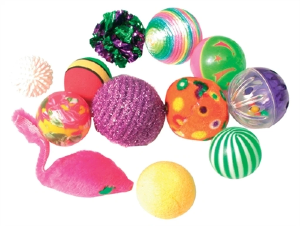 Zolux Fancy Gekleurde Ballen Kattenspeelgoed - Set van 12 stuk