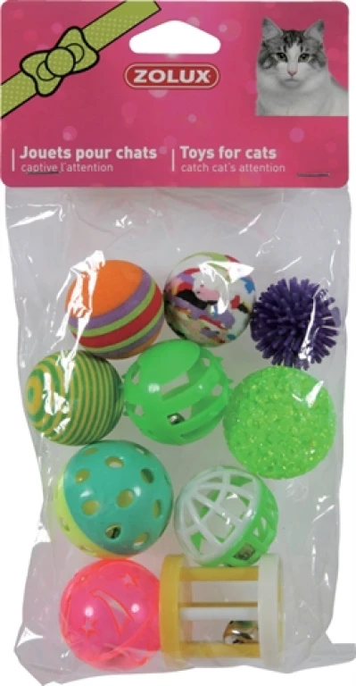 Zolux Kattenspeelgoed Balletjes Set van 10 - Groen - 4 cm