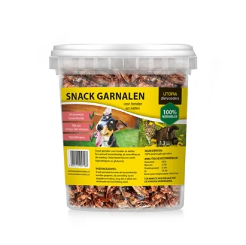 Gedroogde Snack Garnalen Voor Hond En Kat 1.2 Ltr