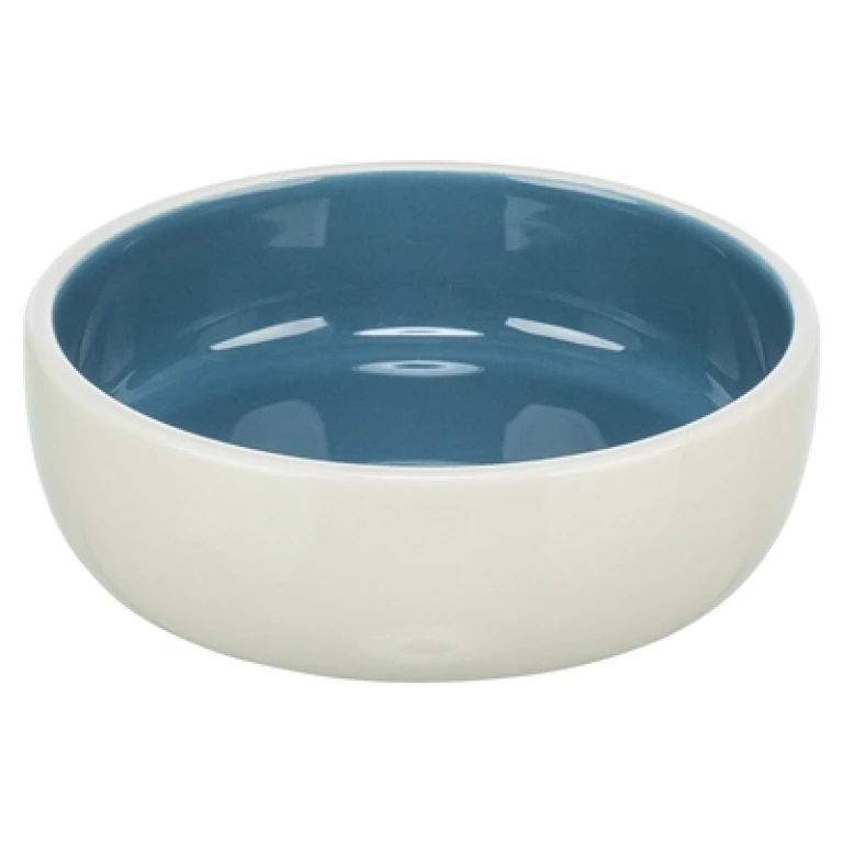 Trixie Voerbak voor Kat en Hond - Keramiek Creme/Blauw - 300 ml - 1 stuk