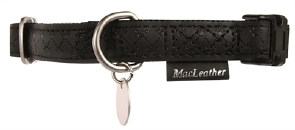 Macleather Hondenhalsband Zwart Kunstleer 1,5 cm x 20-40 cm - 1 stuk