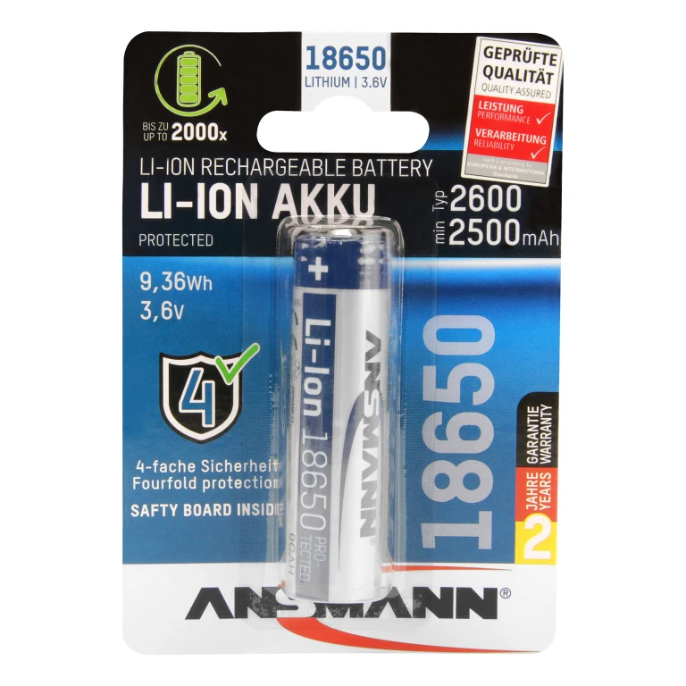 Ansmann oplaadbare Li-Ion batterij 3,7V 2600mAh - 1 stuk
