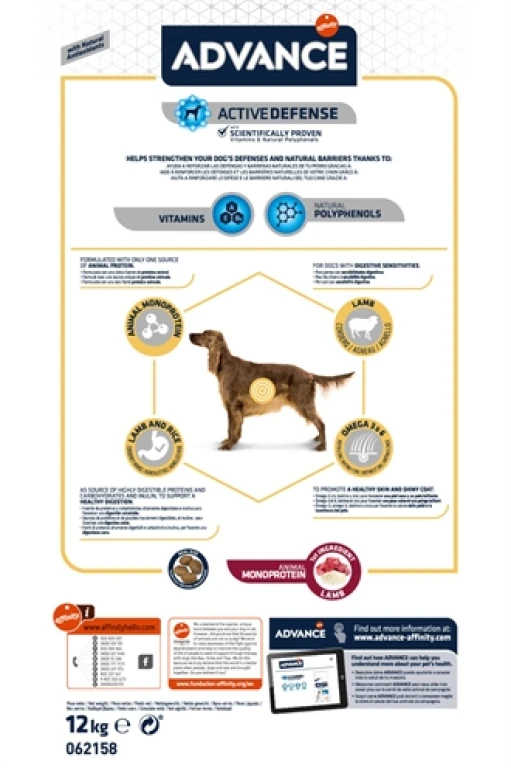Advance Hond Droogvoer Sensitive Lamb & Rice 12 kg
