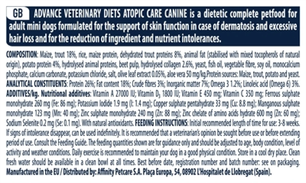 Advance Hond Droogvoer Atopic Mini 1.5 kg