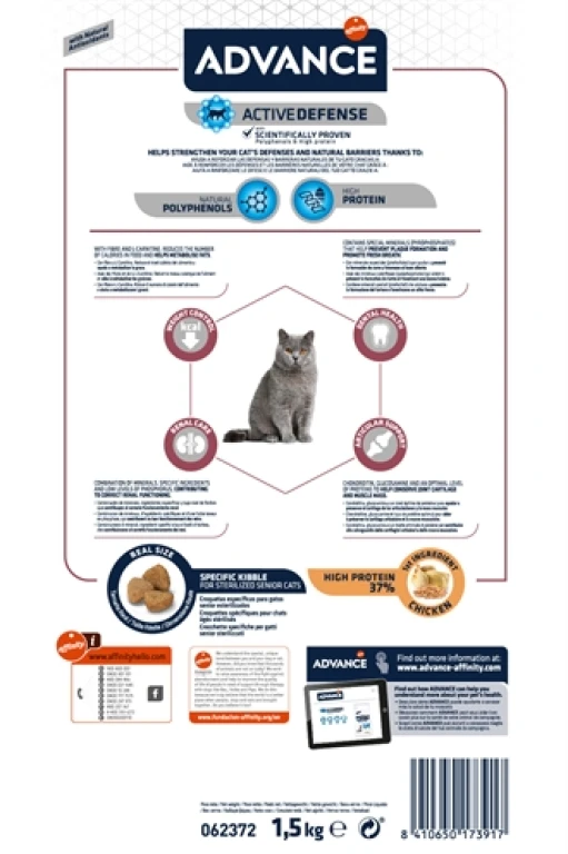 Advance Cat Sterilized Sensitive Senior 10+ Kat Droogvoer - 1.5 kg