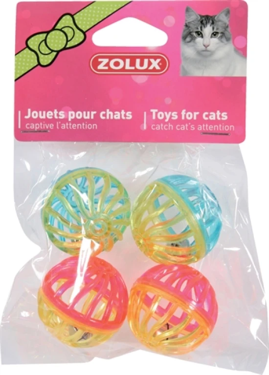 Zolux Kattenspeelgoed Ballen met Bel - Set van 4 stuks - 4 cm