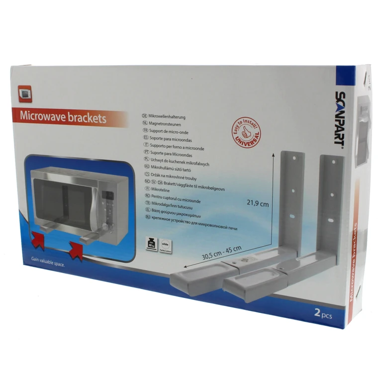 Scanpart Wandbevestigingsbeugels voor Magnetron Wit 40kg