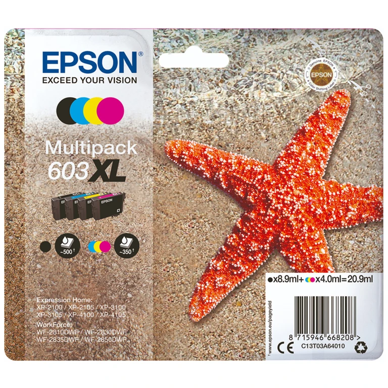 Epson 603XL Cartridge Multipack Zwart & Kleur - set van 4