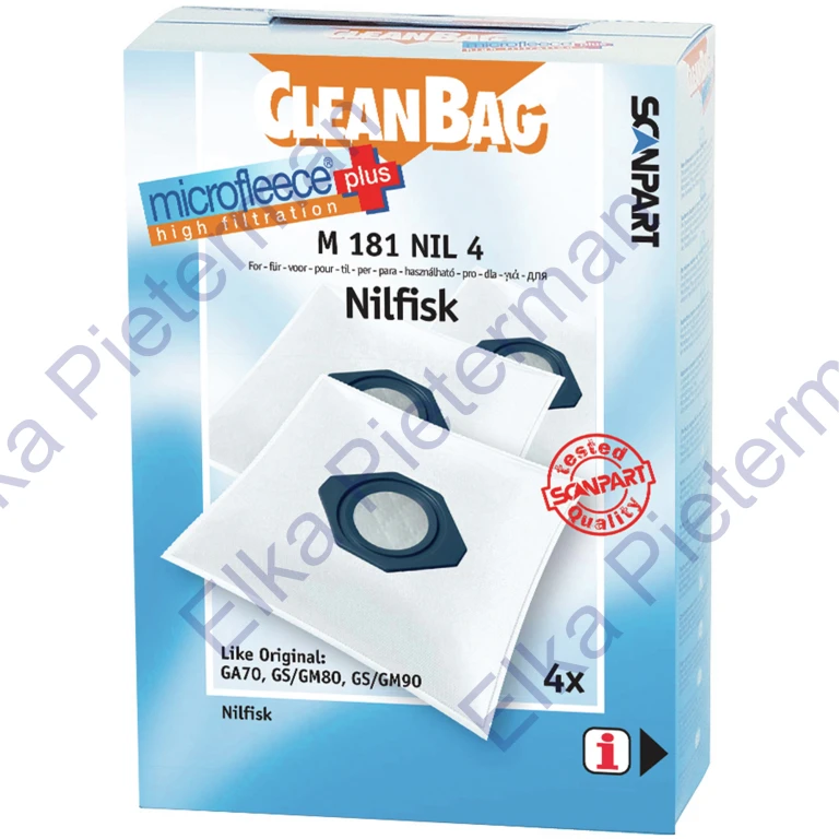Cleanbag stofzuigerzakken fleece voor Nilfisk GM80/GM90 - set van 4