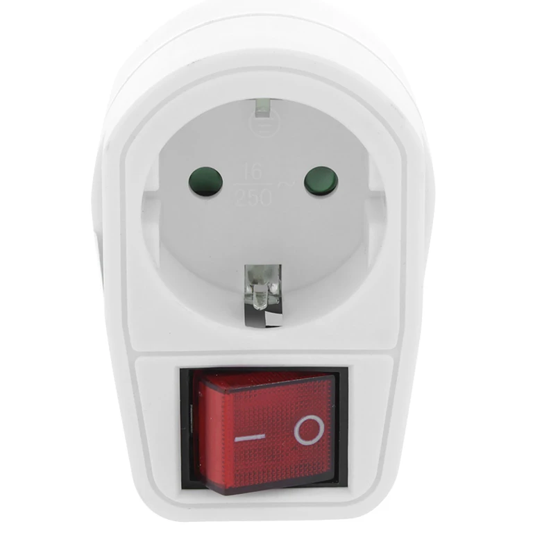 Scanpart Doorvoerstekker Wit Randaarde Schakelaar 250V 16A 1 stuk