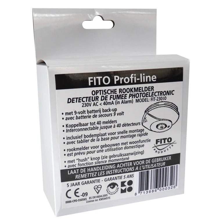 Fito optische rookmelder 230V koppelbaar - 1 stuk