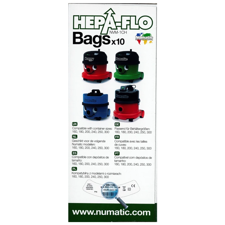 Numatic stofzuigerzakken fleece voor James, Henry, Hetty & Harry - 10 stuk