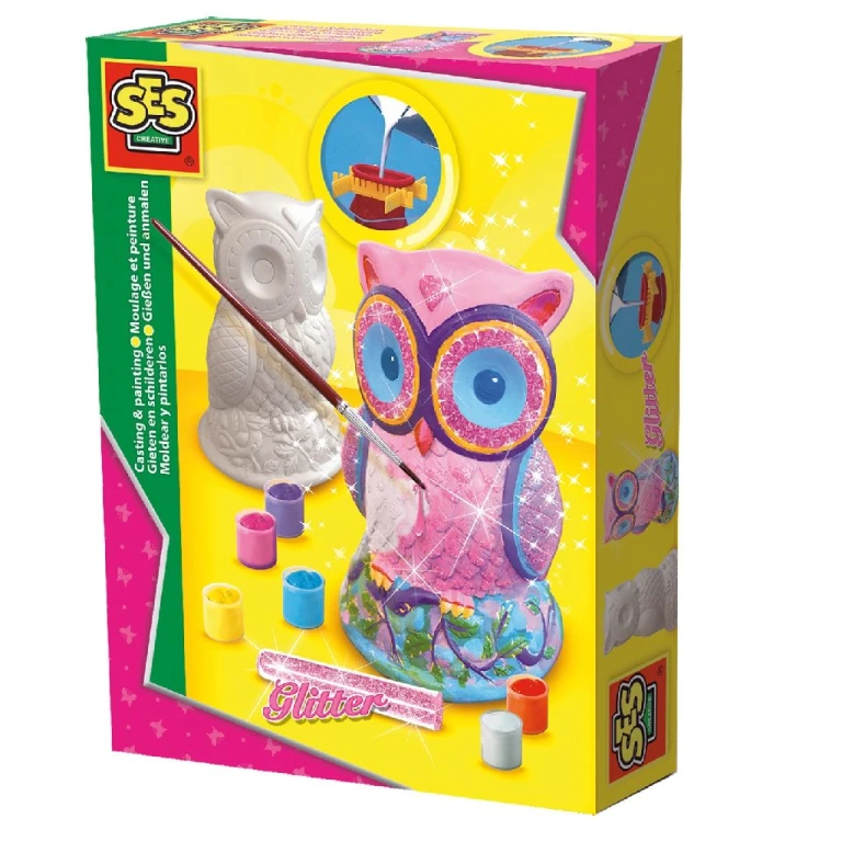 SES Glitter Gips Gieten Uil - Knutselset 1 stuk