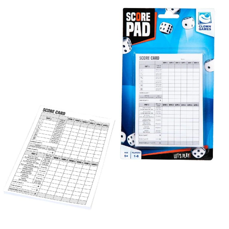 Clown Games Scoreblok voor Dobbelspellen - 1 stuk