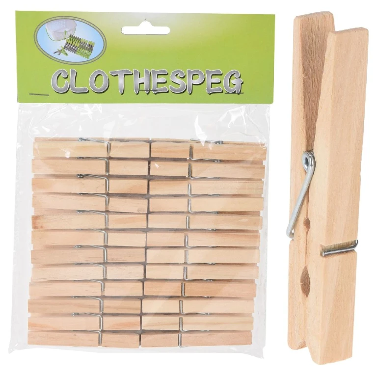 Wasknijpers Hout set van 24 stuks